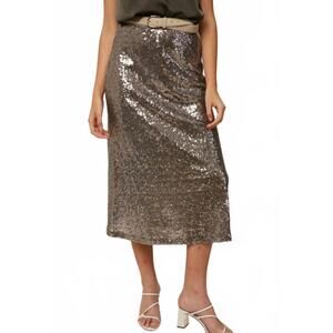 NEW LISTICLE vegas sequined midi skirt in gun metal